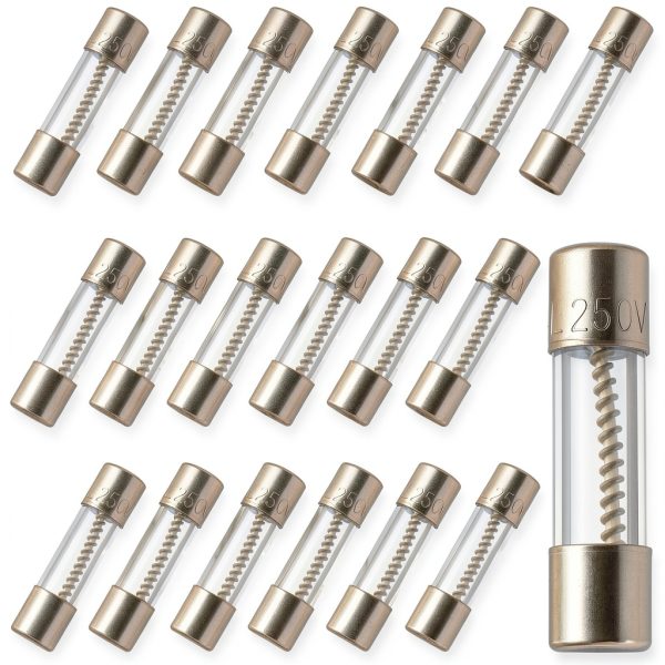 BOJACK 20 Pack Slow‑blow Glass Fuse 1A 250V for Electronics-0