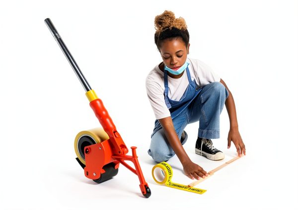Heavy-Duty Floor Tape Applicator - Manual Push Tape Marking Tool for Driveway, Warehouse, Aisle & Sports Courts | Non-Slip Grip, Adjustable Pressure, Reusable Tape Roller (Includes 3 Refill Rolls)-2