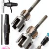 Integrated Internal & External Pipe Threading Tool with Screw Extractor & Sealant Tape Dual-Function PVC Pipe Threader Kit, Electric Drill Compatible for Plumbing, DIY 1/2"+ 3/4"(COLOR:silver)-0