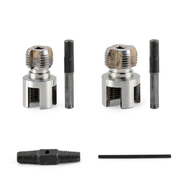Integrated Internal & External Pipe Threading Tool with Screw Extractor & Sealant Tape Dual-Function PVC Pipe Threader Kit, Electric Drill Compatible for Plumbing, DIY 1/2"+ 3/4"(COLOR:silver)-1
